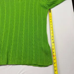 First Issue by Liz Claiborne Lime Green Cable Knit 1/4 Zip Mock Neck Sweater Lar thumbnail 7