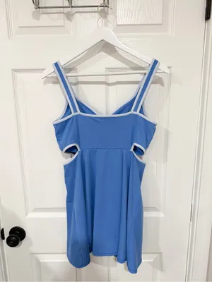 Old Navy PowerSoft Tennis Pickleball Dress L Blue Cutout Built In Shorts thumbnail 8
