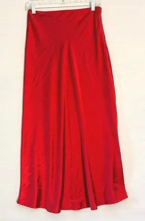 Princess Polly Red Satin Midi Skirt High Waisted Side Zip Size‎ US 4 AU/UK 8 thumbnail 1