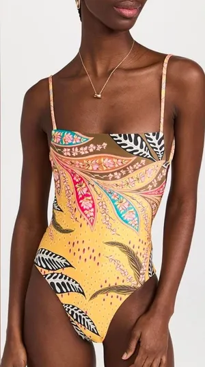 NWT! Agua Bendita Kali Lula Yellow Reversible One Piece Swimsuit thumbnail 1