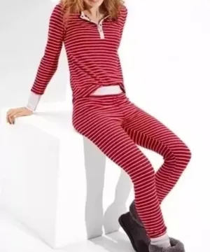NWT American Eagle Waffle Thermal Pajama‎ Set Red White Stripe S Christmas Gift thumbnail 1