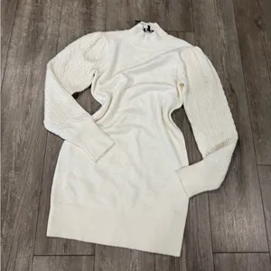 Steve Madden White Long Sleeve Sweater Dress thumbnail 7
