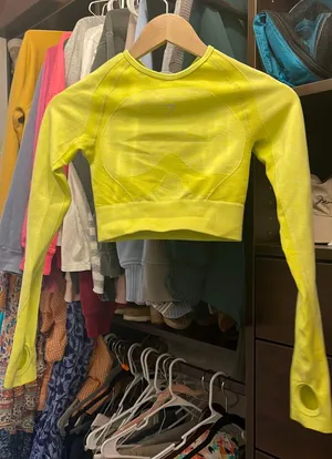 Gym Shark Neon Green Long Sleeve Workout Top thumbnail 1