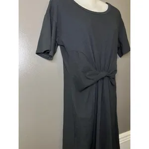 Aerie T Shirt Dress Womens Small Black Twist Knot Front Waist Short Casual thumbnail 3