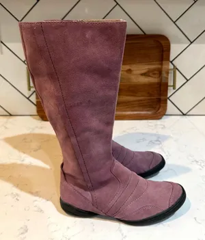 vintage Palladium knee-high boots made soft suede dusty purple Y2K casual boho thumbnail 1