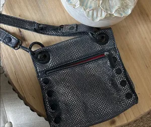 Hammitt Tony Smallolivine Snakeskin Leather Crossbody Blue Haze thumbnail 1