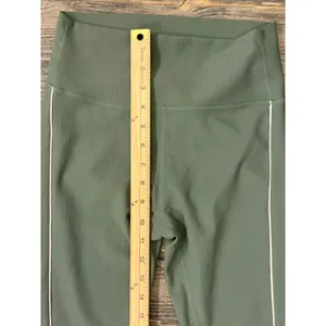 Wilo‎ The Label Sage Green Ribbed High Waisted Leggings White Piping Size Medium thumbnail 7