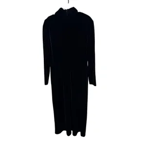 Vintage KC Spencer Black Velvet Mock Neck Long Sleeve Maxi‎ Dress Size 14 thumbnail 7