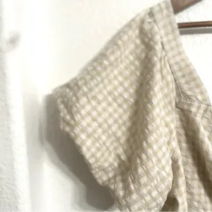 Old Navy Womens Shirt Blouse Cream White Gingham Plaid Puff Sleeve Plus Size 2X thumbnail 5