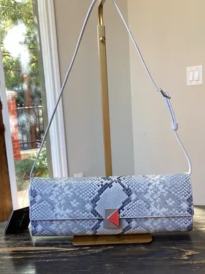 kate spade Deco Snake Embossed Leather Shoulder Bag in pale sapphire thumbnail 1
