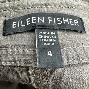 Eileen Fisher Linen Trousers Dress Pants Hook & Eye Stretch Pocket Beige 4 34x31 thumbnail 4