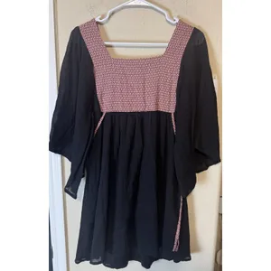 Altar'd State Boho Embroidered Tunic Top Black Gauze Bell Sleeve Small MID103883 thumbnail 5