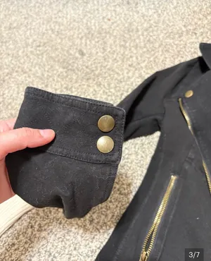 Time and Tru Black Moto Jacket with Gold-Tone Hardware thumbnail 3