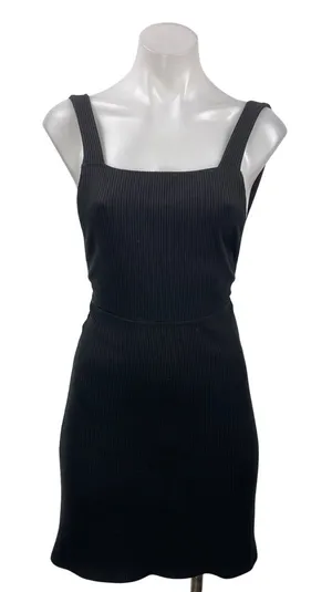 Reformation Black Ribbed Knit Sleeveless Square Neck Open Back Mini Dress Sz XS thumbnail 1