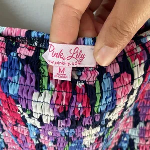 Pink Lily Boutique Floral Print Midi Dress Ruched Bubble Sleeves Size Medium thumbnail 9
