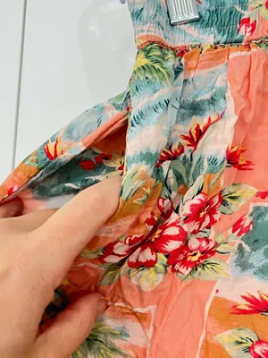 American Eagle Small Peach Coral Tropical Lined Shorts with Pockets thumbnail 6