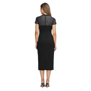 JS Collections Womens Roselle Bow Cocktail Mesh Sheath Dress 86113299 Black 10 thumbnail 10