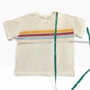 Altar'd State Retro Stripe Short Sleeve Top Cream XL ASKN T265CPK thumbnail 5