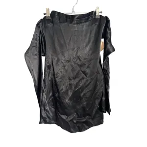 CAMILA COELHO Charlie Black Satin Off Shoulder Mini Dress Size XXS thumbnail 6