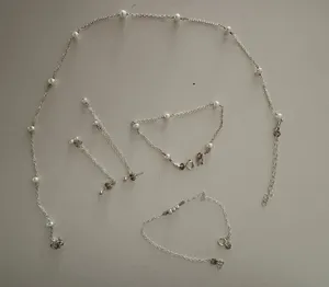 Pearl Necklace, 2 Bracelet S & Earring Set - White Pearls thumbnail 1