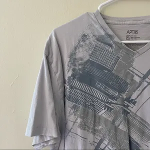 Apt.‎ 9 cotton short sleeved shirt summer top gears cars gray silver XL casual thumbnail 2