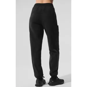 Alo Polar Fleece Wintry Mix Pant Black High-Rise Waist Fleece Fuzzy Warm Joggers thumbnail 2