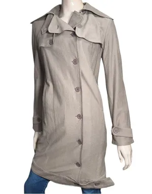 Harlow Vintage Y2K Women’s Size XS Tan Nude Beige Cotton Trench Coat Jacket thumbnail 5