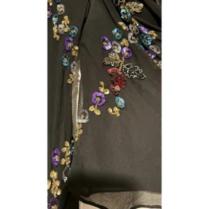Vintage‎ Silk Y2K Floral Sequin Top Black Bell Sleeve Sheer Witchy Whimsigoth thumbnail 5