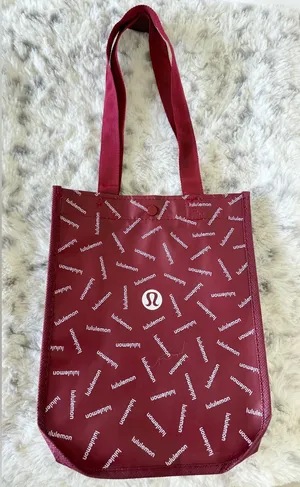 Lululemon Burgundy Reusable Shopper Tote Bag Holiday Limited Edition Small Logo thumbnail 1
