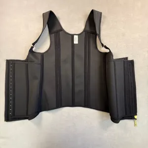 Black Latex Waist Trainer Vest Double Closure Slimming Cincher Corset Witchy thumbnail 5
