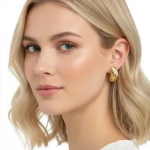 Faux gold vintage clip on earrings thumbnail 1