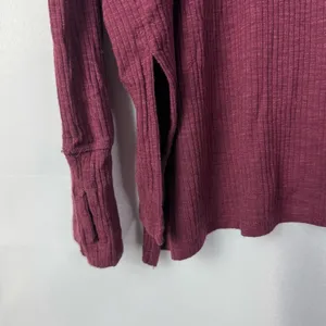 Aerie Offline Burgundy Red Ribbed Knit Relaxed Fit Henley Long Sleeve‎ T-Shirt S thumbnail 5