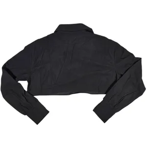 Area Stars Black Waffle Knit Cropped Polo Top Long‎ Sleeve Large ASDJF2338B thumbnail 2