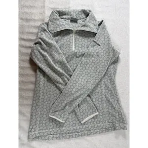 Columbia Sweater Womens Medium Gray White Quarter Zip Soft Fleece‎ Pullover Cozy thumbnail 4