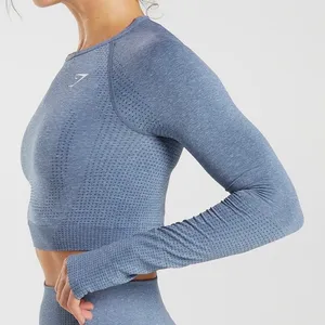 Gymshark Vital Seamless 2.0 Long Sleeve Crop Top Blue Heather Women’s M thumbnail 3