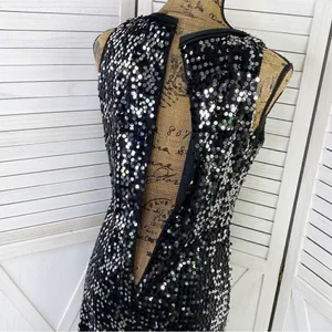 Banana Republic‎ Sequin Sleeveless Shift Party Cocktail Dress Silver Black 2 thumbnail 6