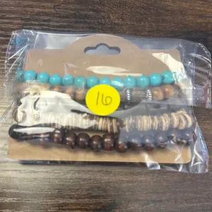 Turquoise and Brown Layered Beaded Bracelet Set Multiple thumbnail 4