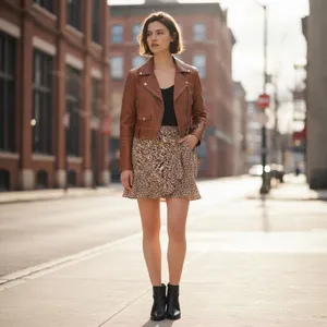 Abercrombie & Fitch Skirt Women's XS Brown Leopard Faux Wrap Ruffle Mini Summer thumbnail 15