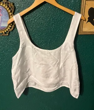 NWT Almina Concept Women White Cropped Sleeveless Blouse XL thumbnail 1