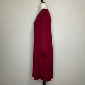 Dabenti Embroidered Sequins Burgundy Long Sleeves Midi Dress, Size XL thumbnail 5