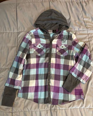 NWOT Harley Davidson Hooded Flannel Top thumbnail 1
