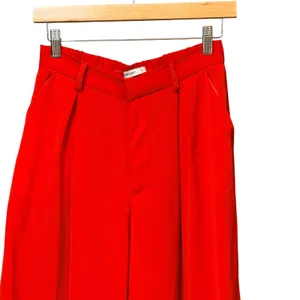 Tronjori‎ Red Wide Leg Pleated High Waisted Trousers Pants Small Womens Flowy thumbnail 4