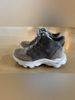 Sorel Kinetic Breakthru Caribou waterproof boots Quarry/Sea Salt gray 8.5 thumbnail 8
