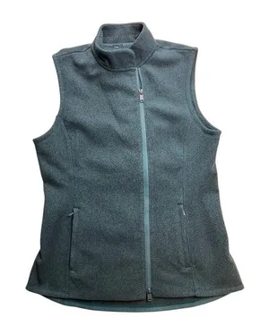 Athleta Stroll‎ Fleece Moto Vest Dark Teal Blue 860063-01 Womens Large L/T thumbnail 1