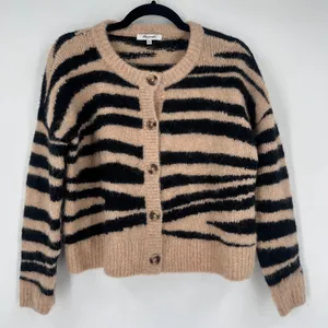 Madewell Deville Cardigan‎ Sweater in Tiger Stripe Size XXS Alpaca Wool Blend thumbnail 3