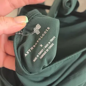 ✨Anthropologie Cowl-Neck Halter Green Sz Medium Top✨ thumbnail 9