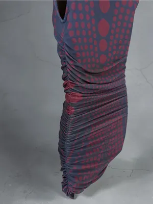 AFRM- Darcie Navy and Burgundy Dot Ruched Mini Dress Size S thumbnail 8