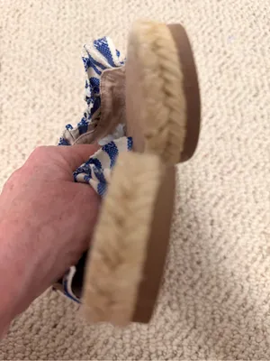 Kate Spade Laila Blue White Striped Espadrille Mule Slides Ruffle Trim Size‎ 7.5 thumbnail 7