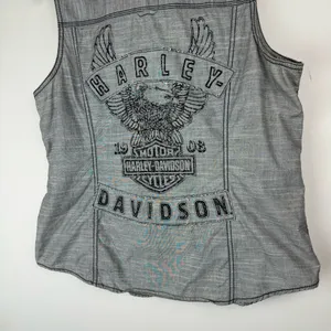 Harley Davidson Y2K Button Down Shirt Vest Sz XL Grey Graphic Back thumbnail 12