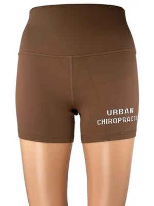 Urban Chiropractic Women's Brown High Waist Athletic Activewear Biker Shorts S thumbnail 1